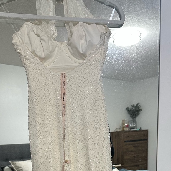 NWT Oh Polly Sicily embellished halter dress in ivory. US 2+ (bigger bust). - Picture 9 of 11